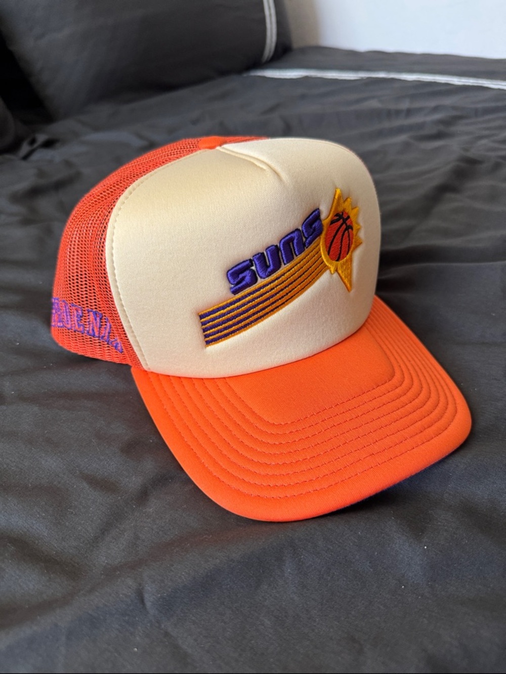 Mitchell & Ness Orange Mesh Trucker Hat with Cream Crown